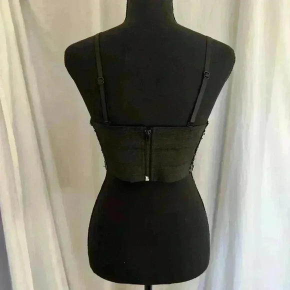 Wet seal black sequin corset top women’s size medium gothic crop dainty - Picture 4 of 7